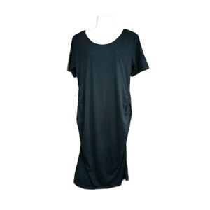 liu & qu black maternity ruched bodycon knit dress nwt
